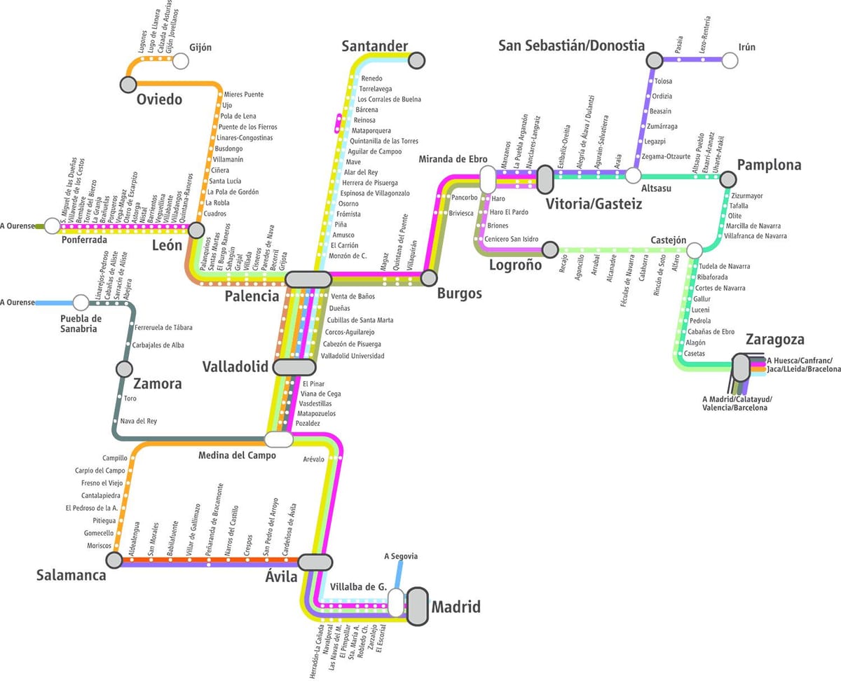 χάρτης της renfe τρένο χάρτης της Μαδρίτης