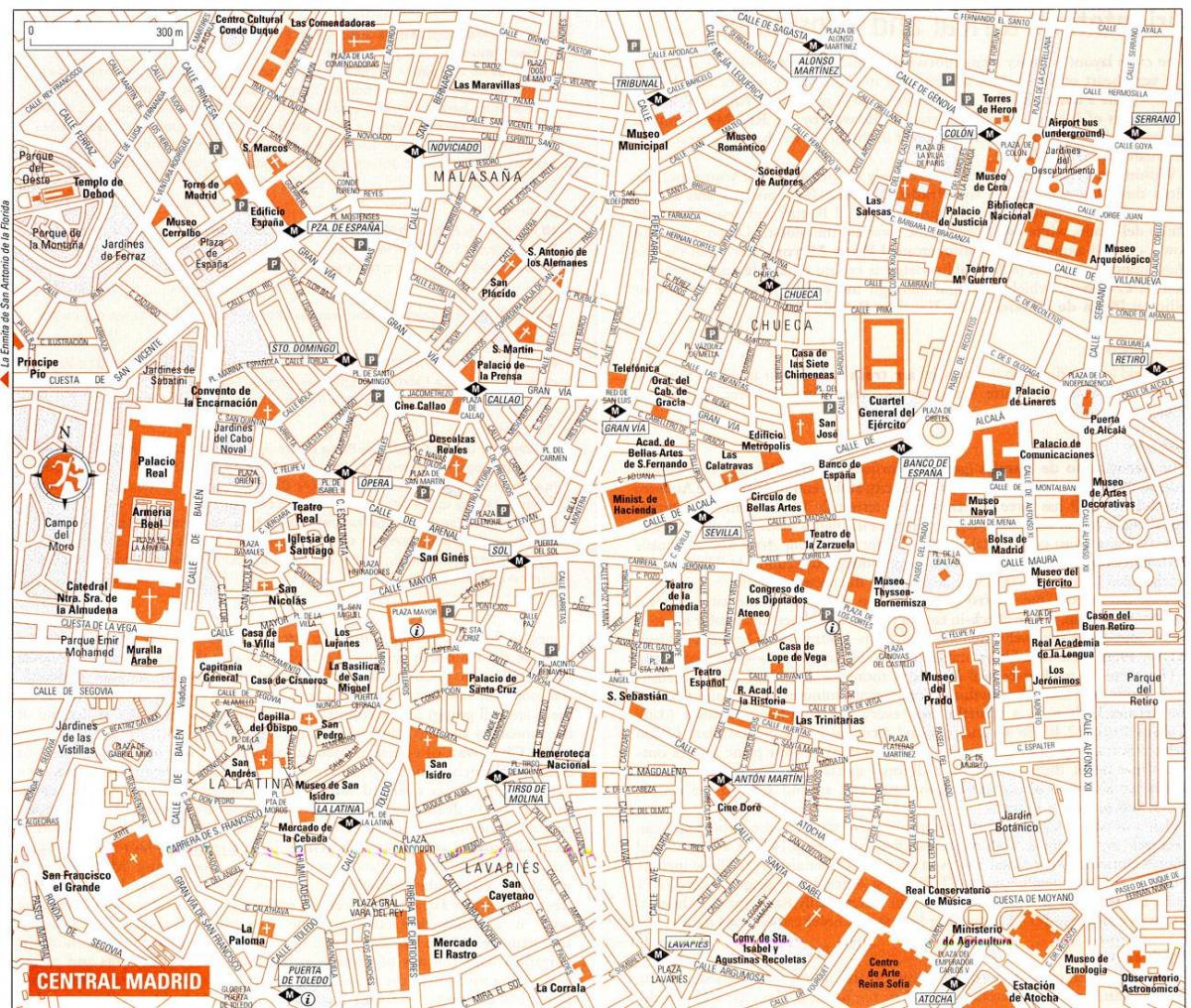 τουριστικός χάρτης της Μαδρίτης, κέντρο