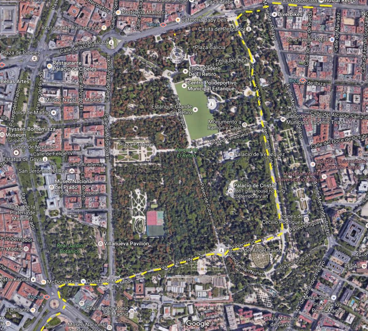 πάρκο retiro, Μαδρίτη εμφάνιση χάρτη