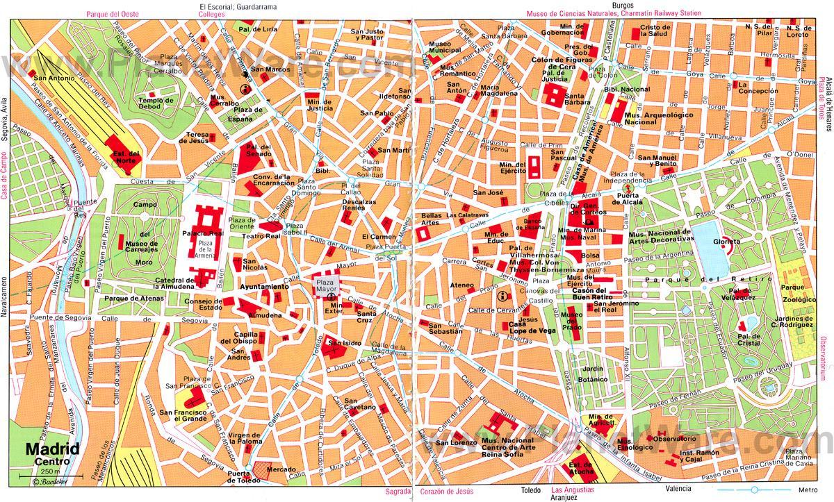 Το κέντρο της μαδρίτης δρόμο χάρτη
