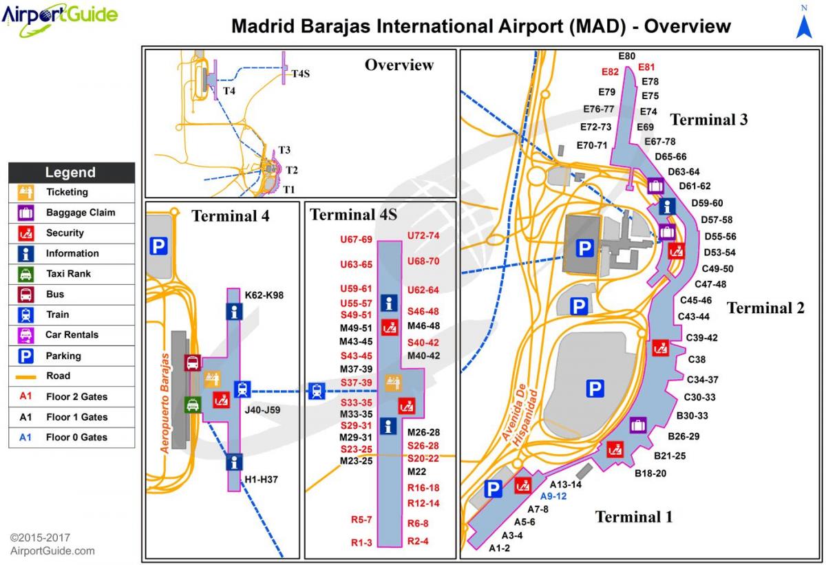 χάρτης της Μαδρίτης, Ισπανία αεροδρόμιο