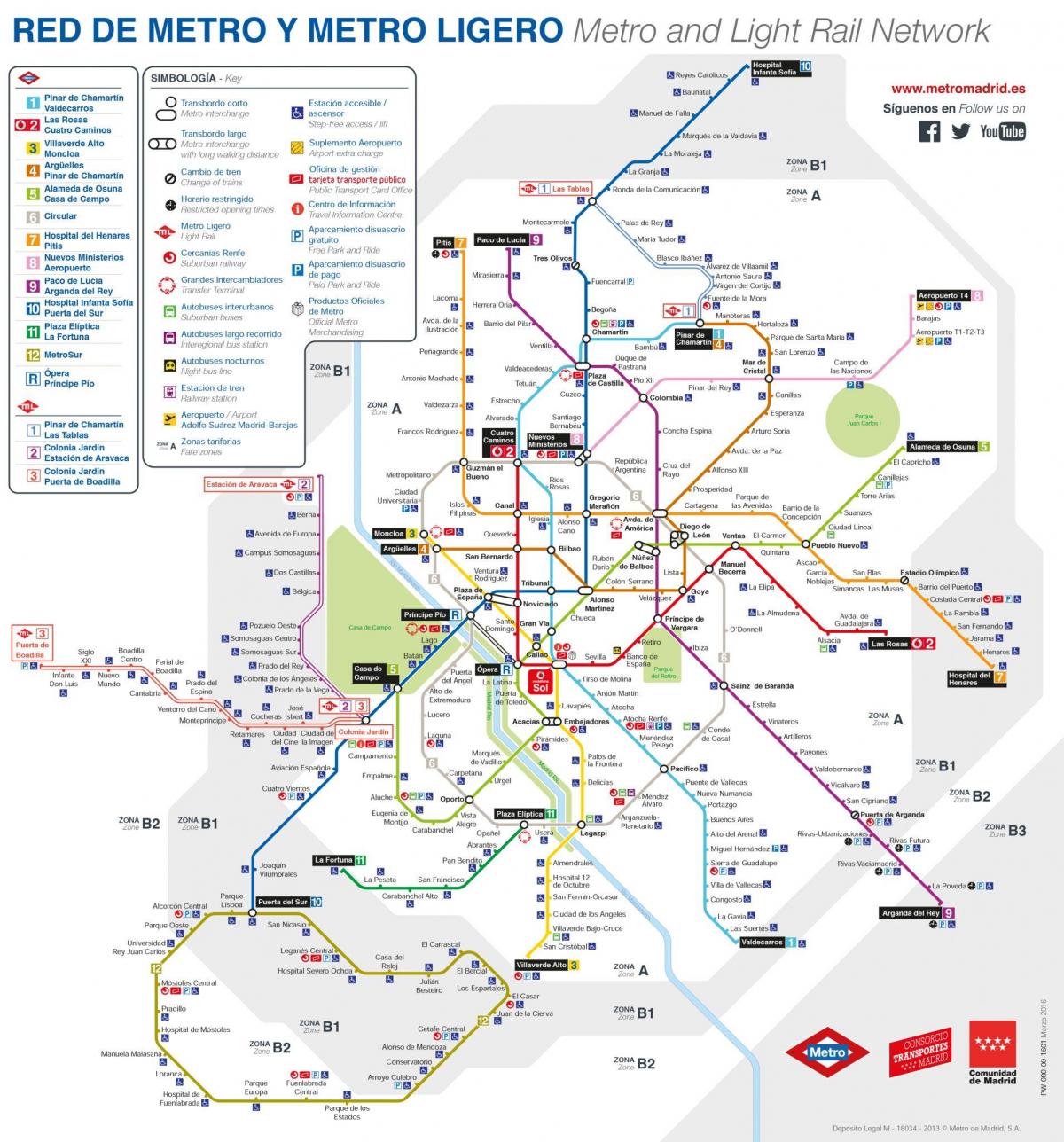 χάρτης της Μαδρίτης δημόσιες μεταφορές
