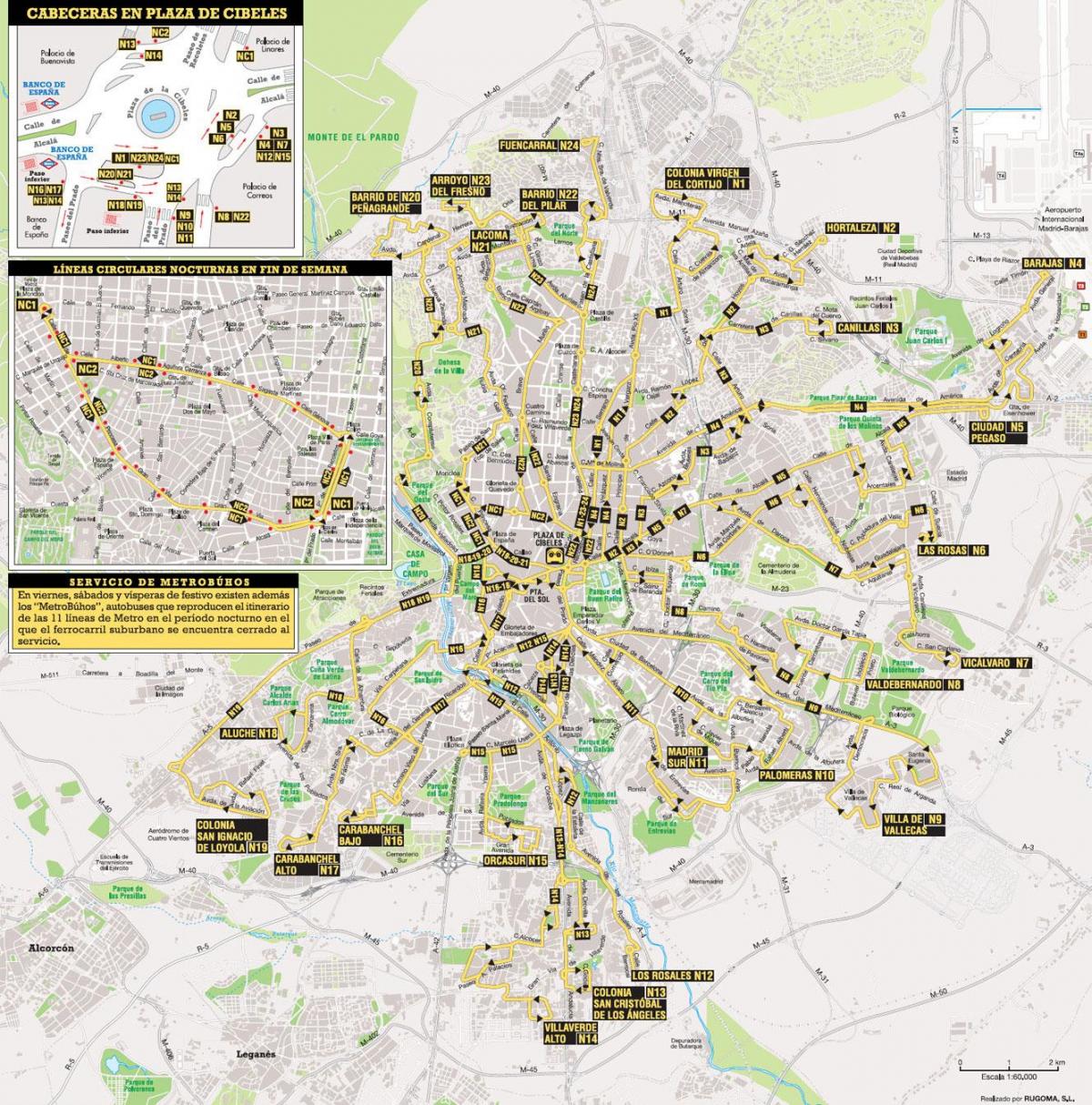 δρομολόγια λεωφορείων Μαδρίτη εμφάνιση χάρτη