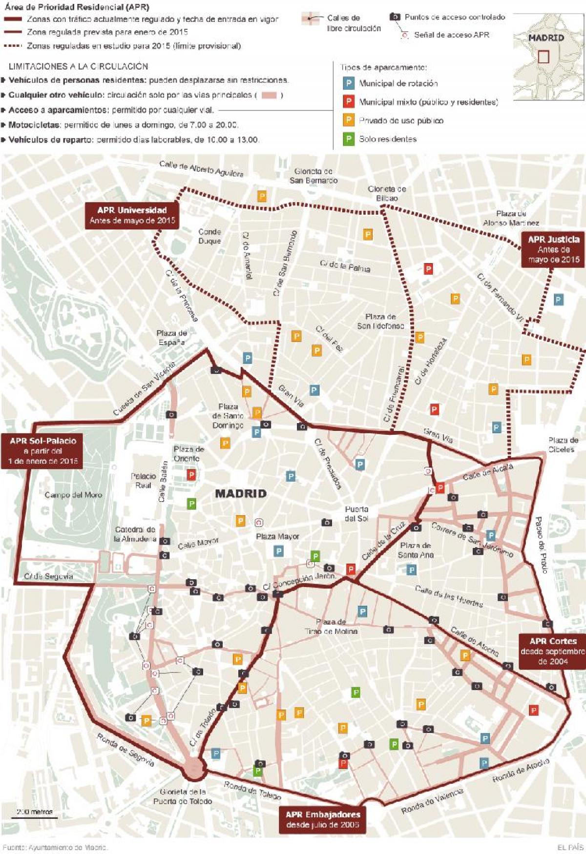 χάρτης της Μαδρίτης στάθμευσης