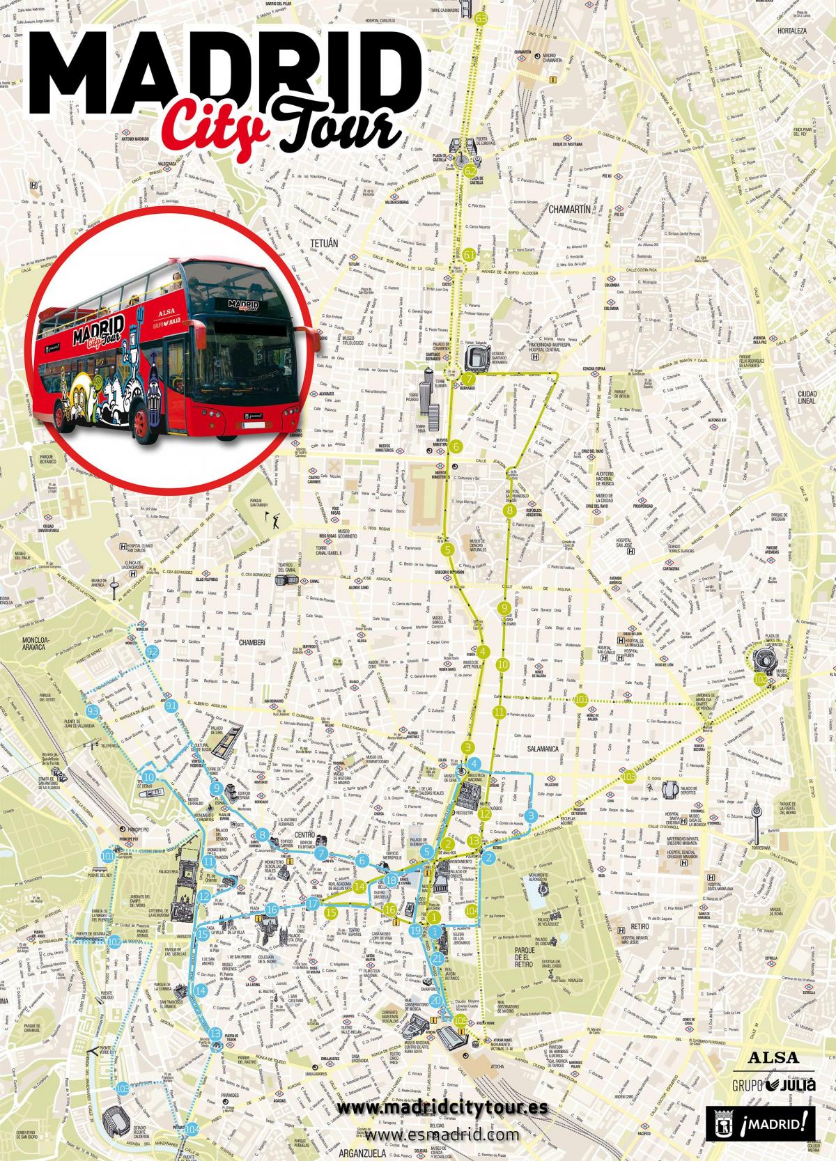 Madrid city bus tour χάρτης