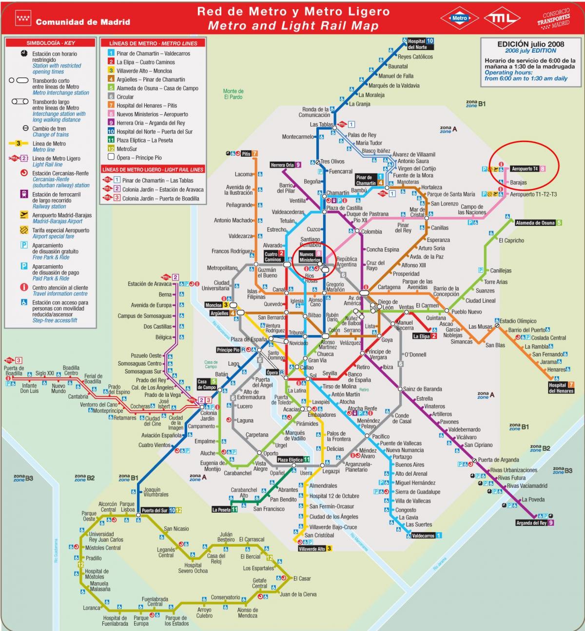 Μαδρίτη χάρτη του μετρό αεροδρόμιο