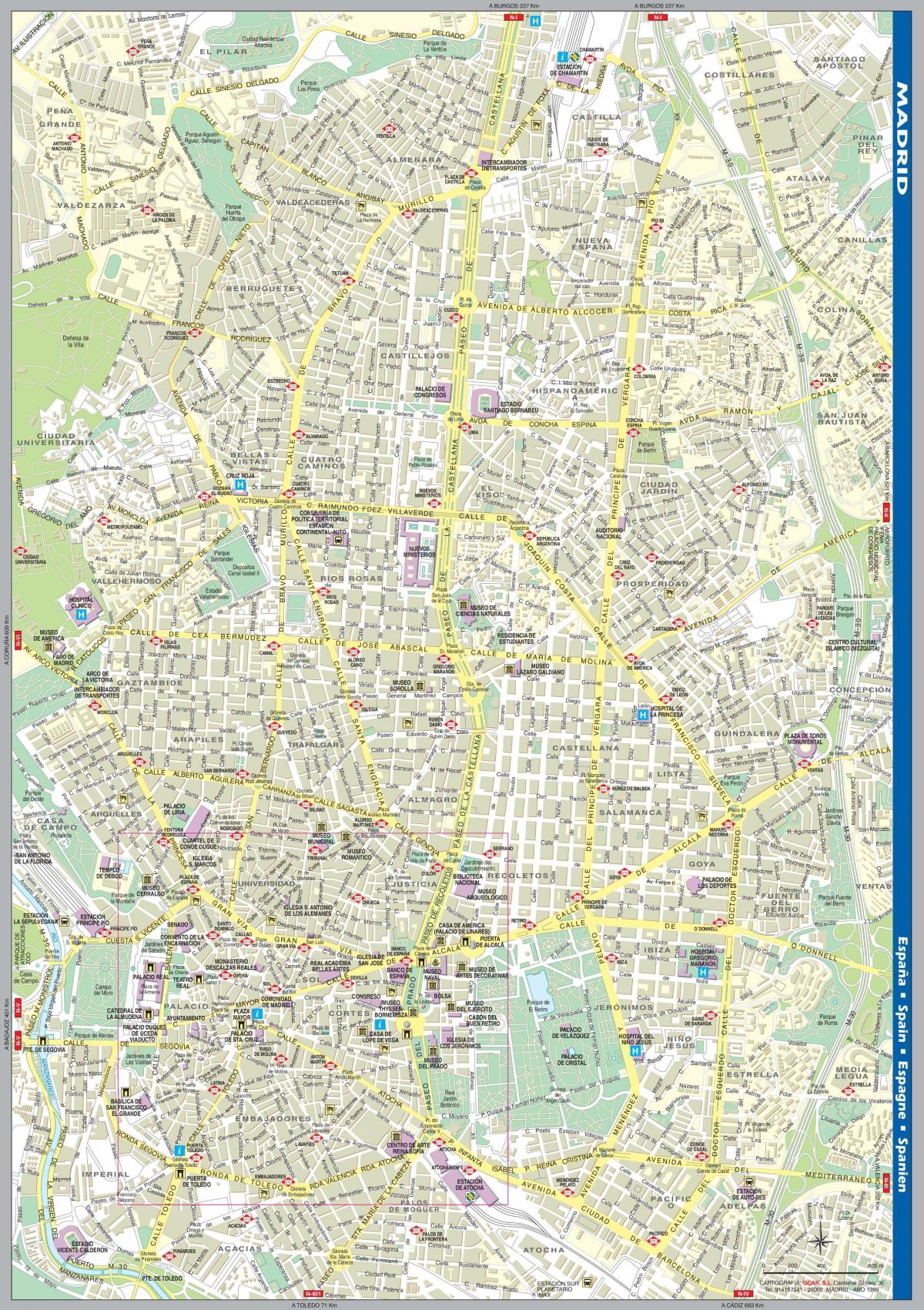 street map κέντρο της πόλης της Μαδρίτης