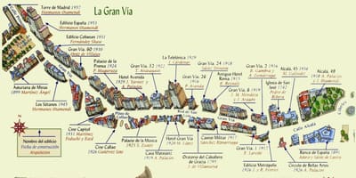 Χάρτης της gran via της Μαδρίτης